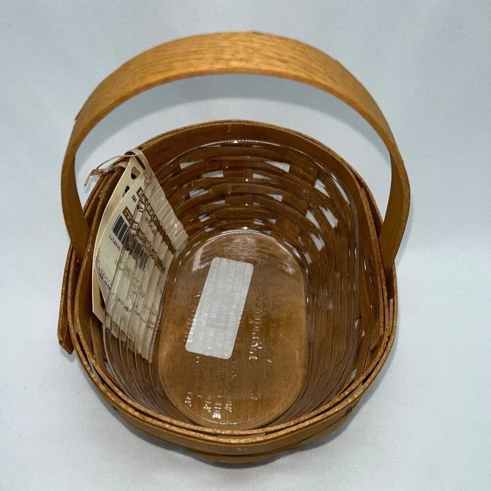 Longaberger Small Oval Gift Basket Plaid Liner Protector Warm Brown 2009